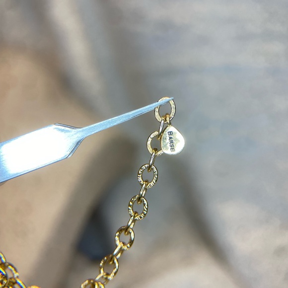 Beautiful EUC Barse Dragons Vein Beaded Necklace with Kyanite/Gold Cabochons - Picture 13 of 17